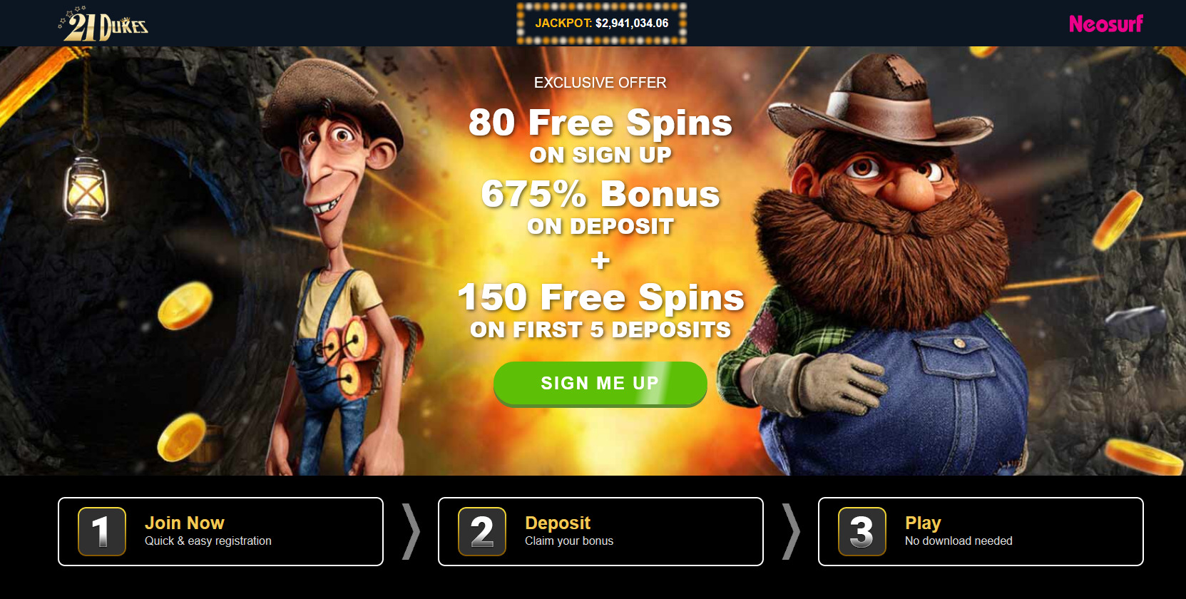 80 Free Spin on SU + 750 Free Spins
