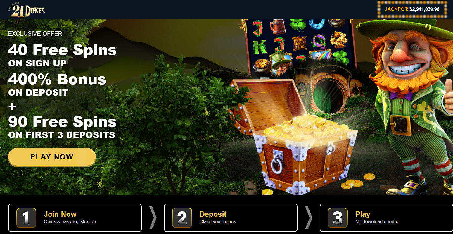 EXCLUSIVE OFFER 40 Free Spins ON SIGN UP 400% Bonus ON DEPOSIT + 90 Free Spins ON FIRST 3 DEPOSITS