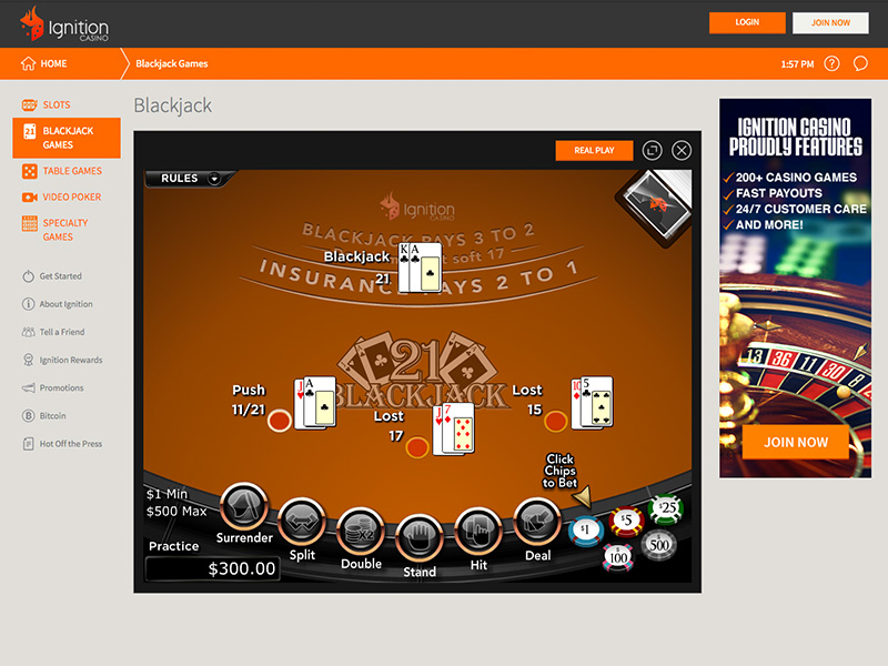 Ignition Casino Blackjack