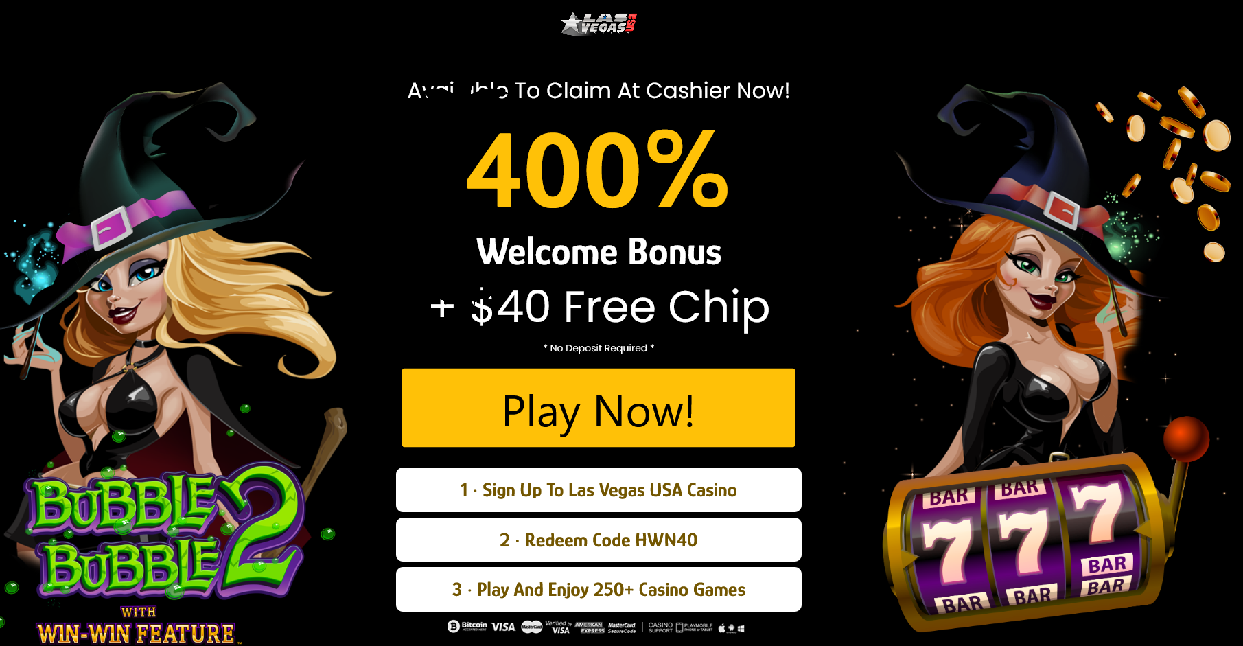 400% WELCOME BONUS + $40 FREE CHIP