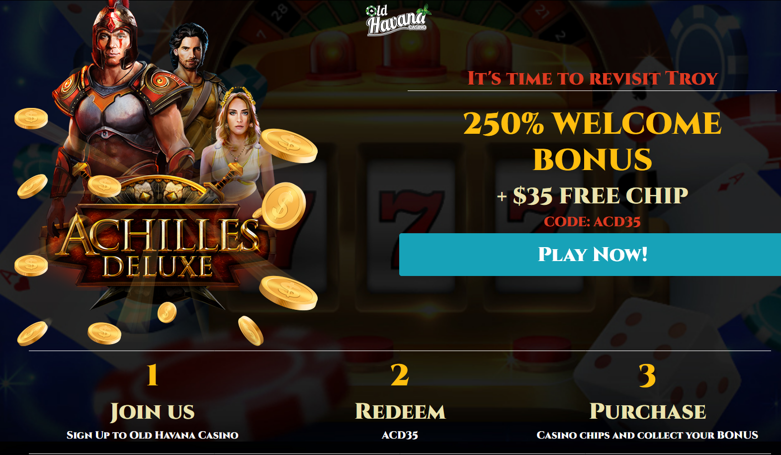 250% WELCOME BONUS | + $35 FREE CHIP