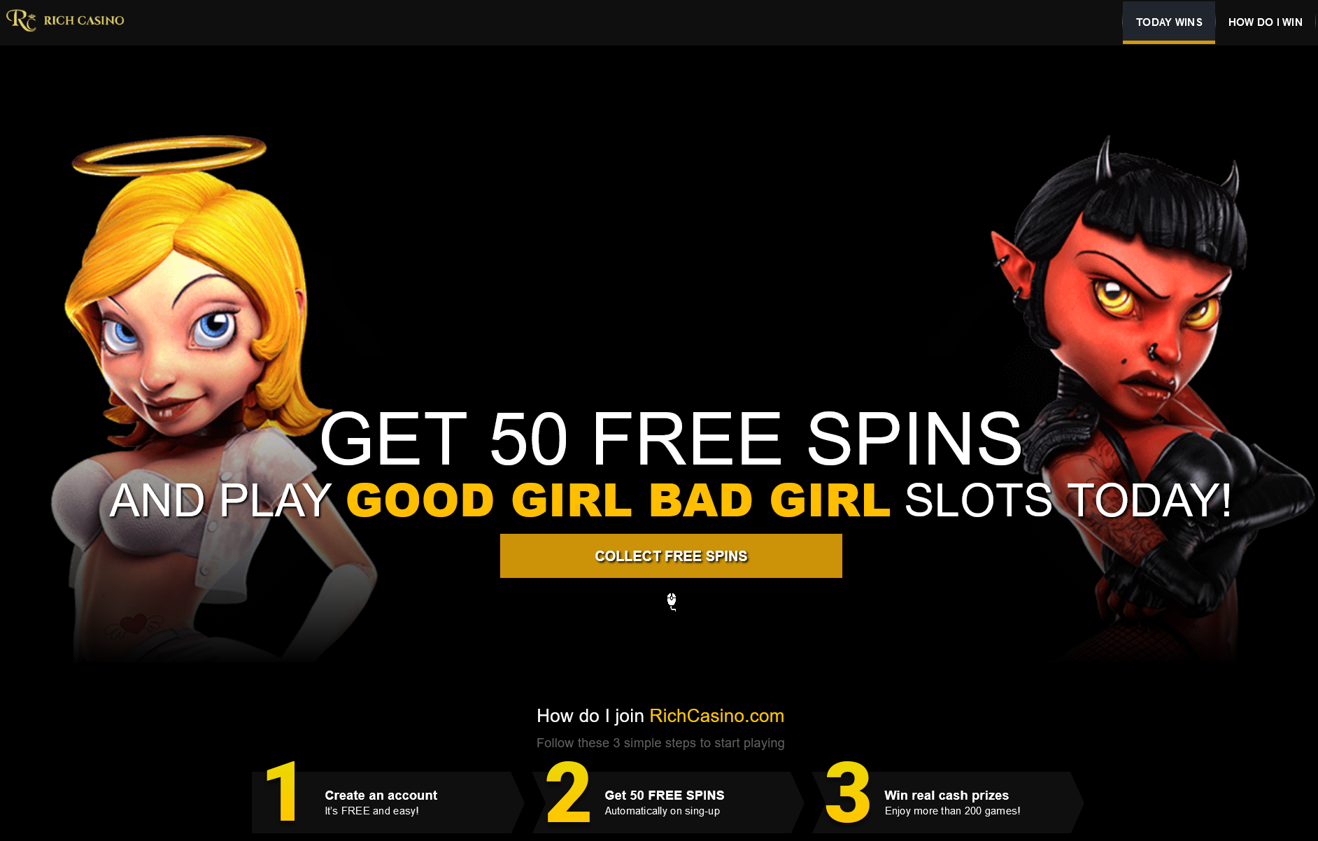 GET 50 FREE SPINS AND PLAY GOOD GIRL BAD GIRL SLOTS TODAY! COLLECT FREE SPINS