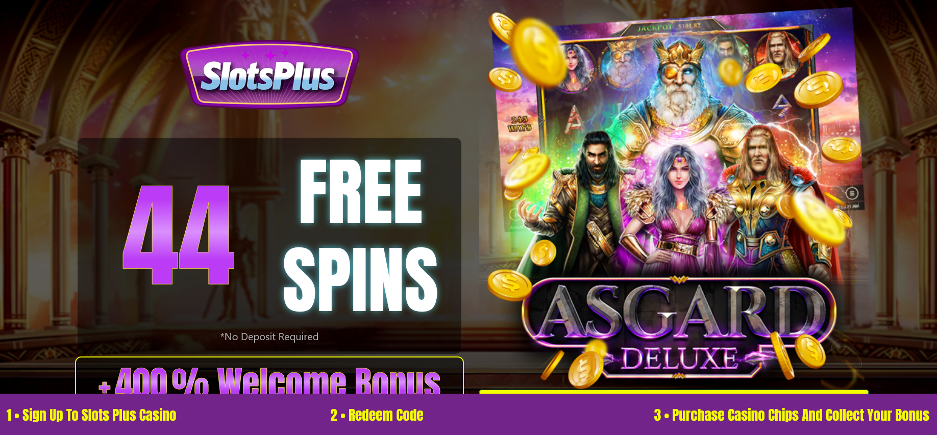 400% WELCOME BONUS + 44 FREE
                                SPINS